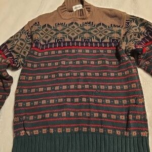 021826 Vtg Eddie Bauer Nordic Heavy Knit 100% Cotton Ski Sweater Long Sleeve Men